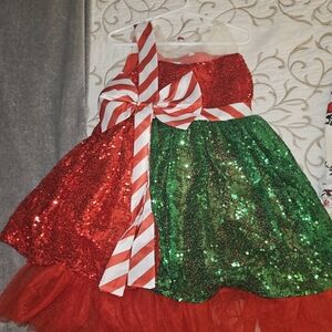 Sparkling Red and Green Sequin Kids Costume